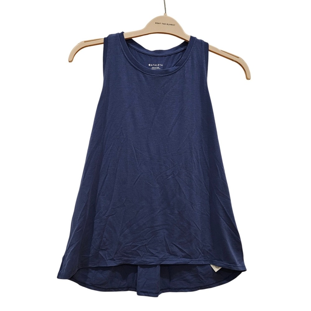 Athleta Ease In Tank Navy Blue Racerback Split Back Activewear Top Large
